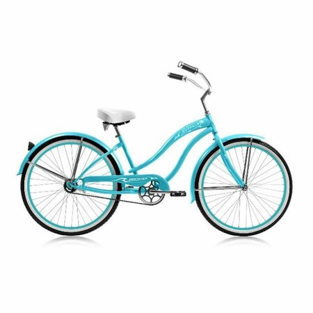 MICARGI 26 in. Rover Womens GX Beach Cruiser Bicycle, Baby Blue & Baby Blue Rim MI332851